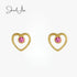 jewelaus Earrings Fuchsia Heart Crystal Stud Earrings