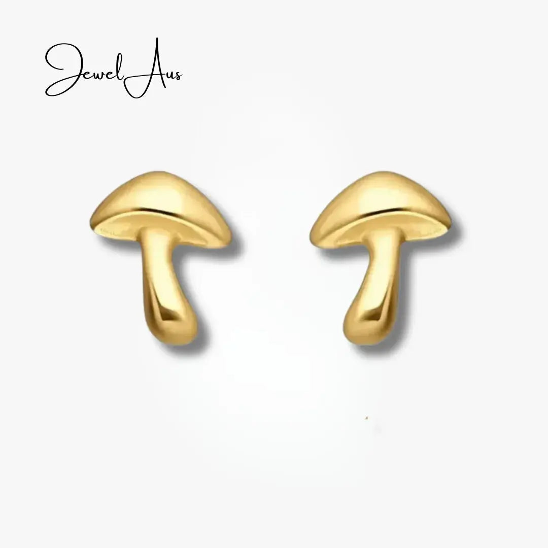 jewelaus Earrings Gold Mushroom Earrings