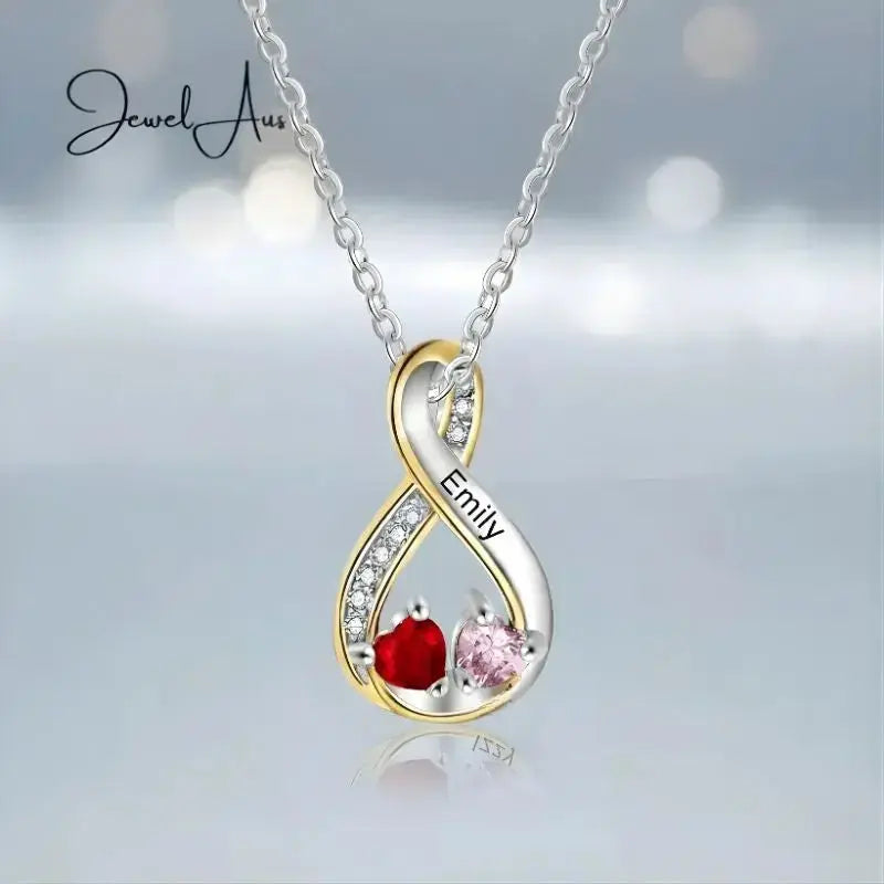 jewelaus Necklace Heart Birthstones Infinity Necklace