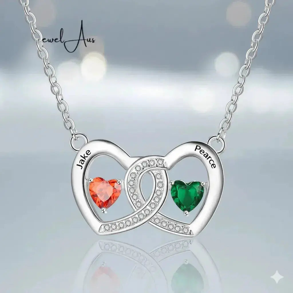 jewelaus Necklace Heart Shape Birthstones Necklace