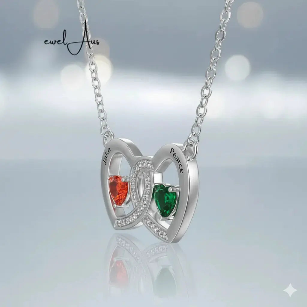 Heart Shape Birthstones Necklace jewelaus