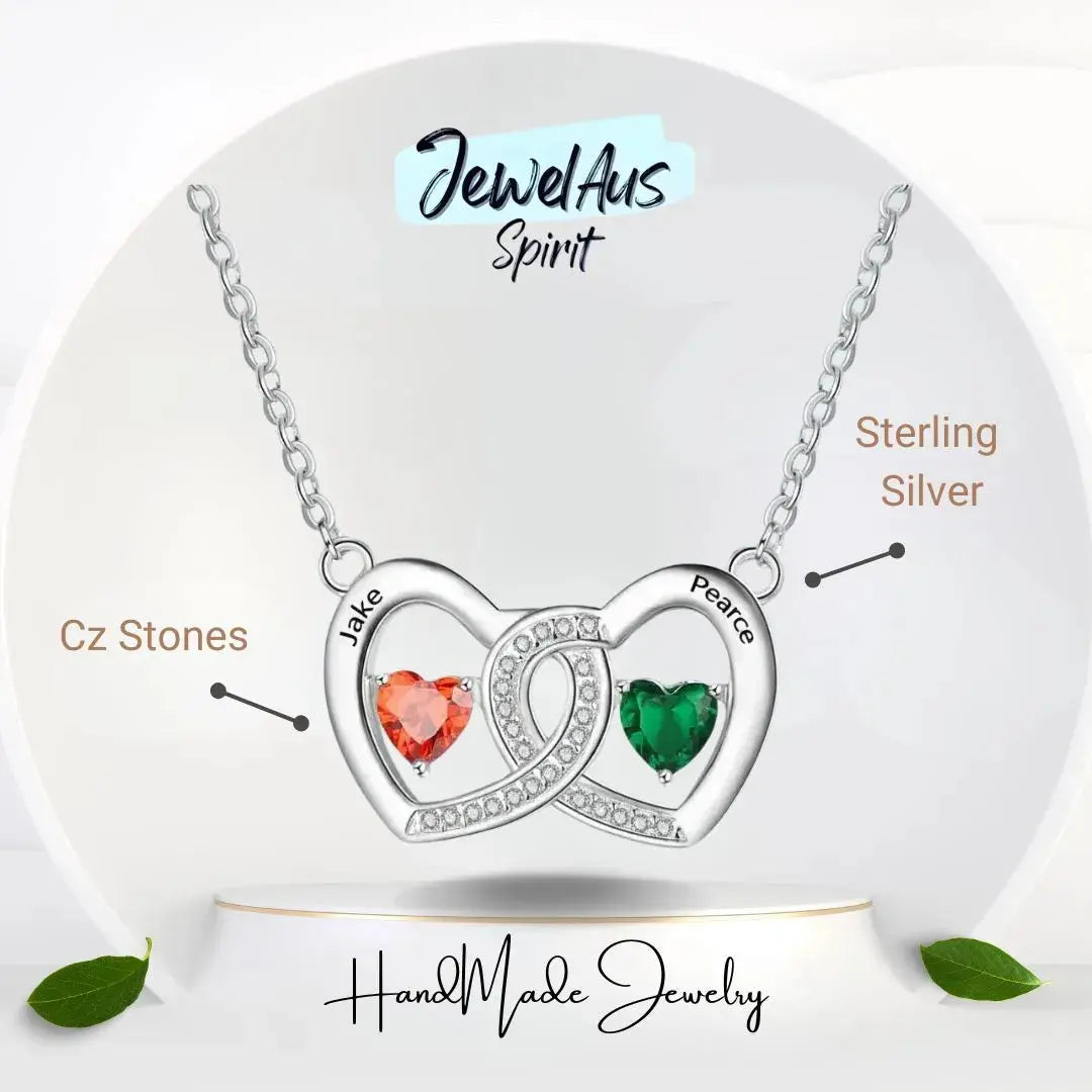 Heart Shape Birthstones Necklace jewelaus