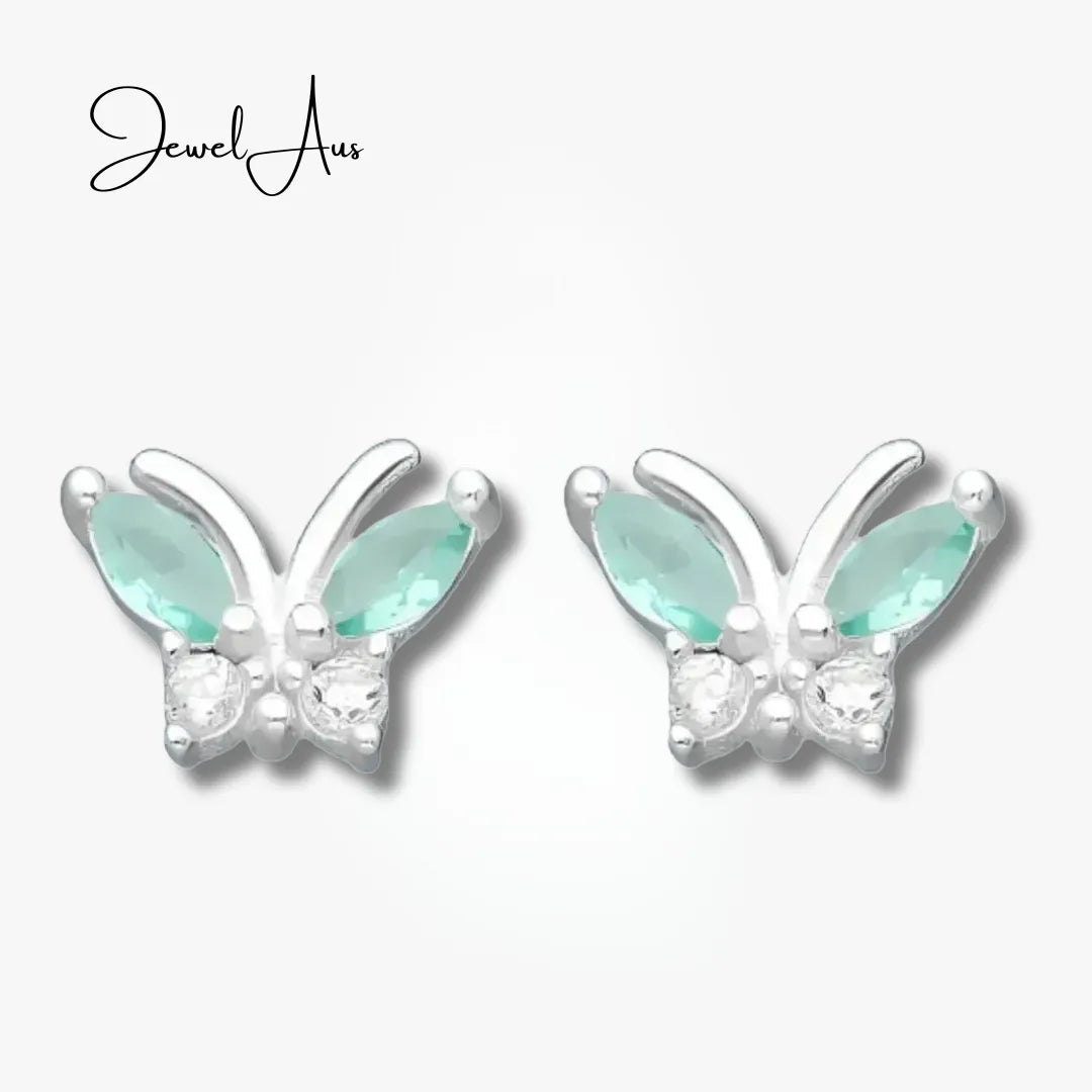 Small Blue Butterfly Earrings jewelaus