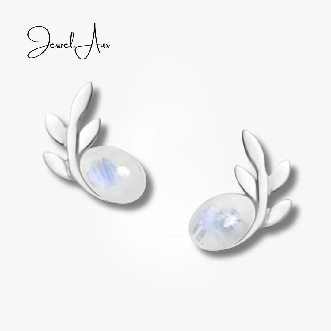 Moonstone Leaf Earrings jewelaus