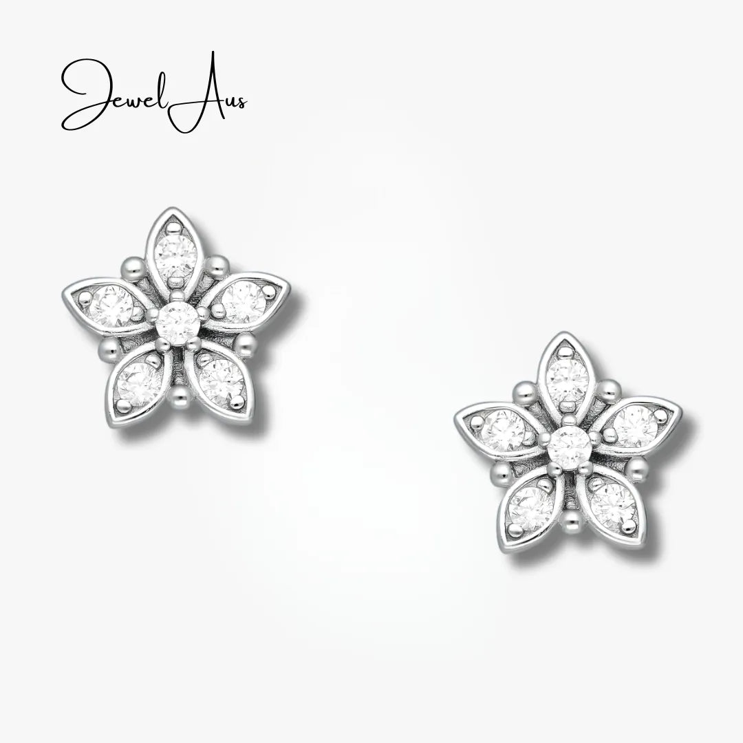Sterling Silver Flower Earrings jewelaus