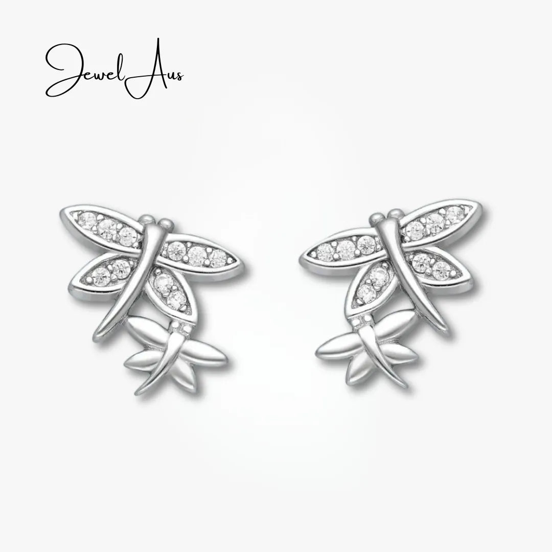 Sterling Silver Dragonfly Earrings jewelaus