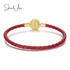 Red Swirl Leather Bracelet