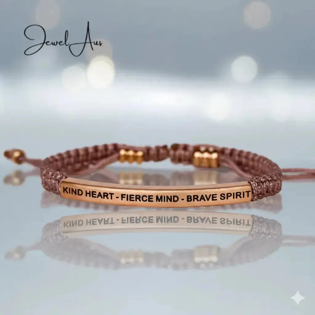 Bracelet with motivational phrases on a light blue background