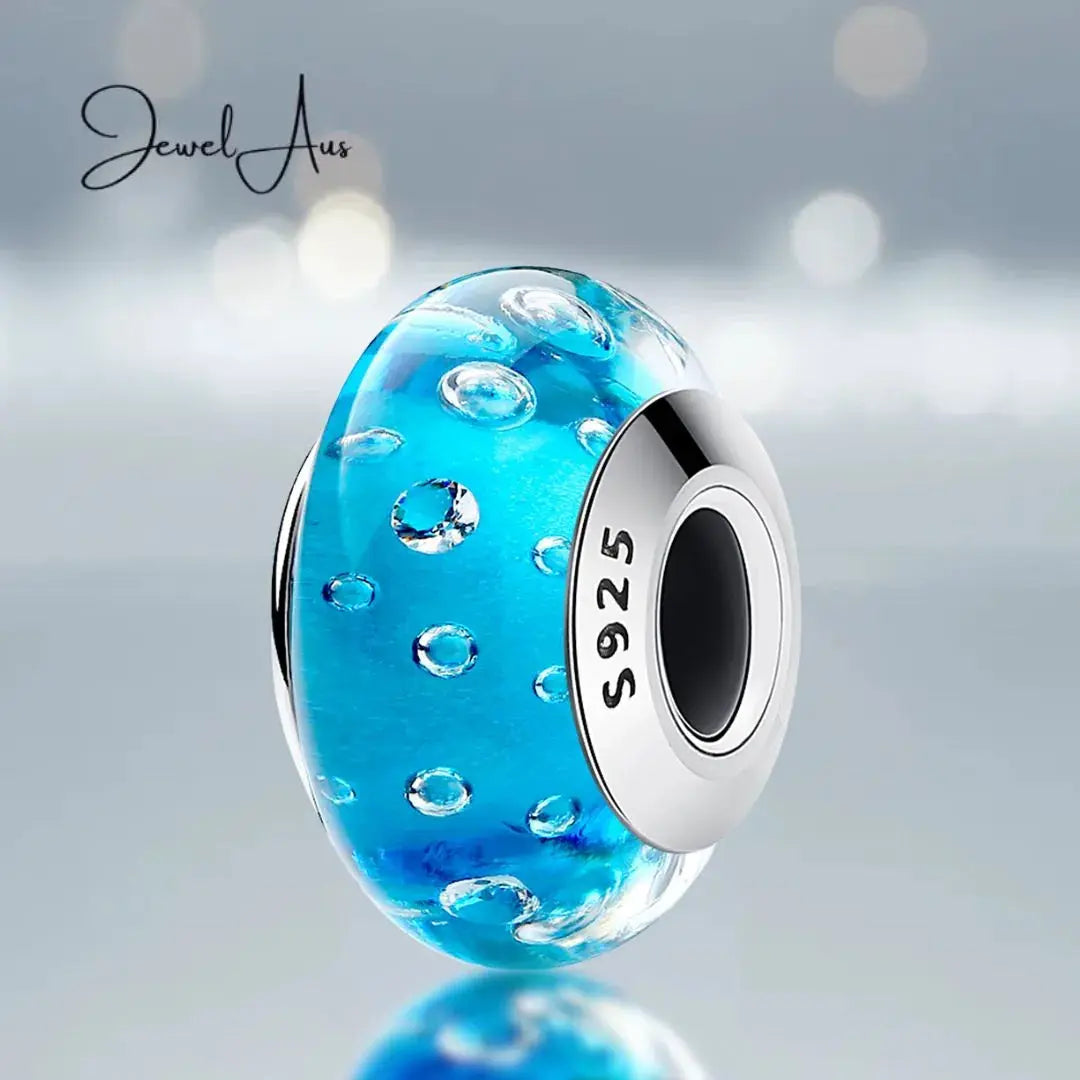 Light Blue Bubble Murano Charm jewelaus