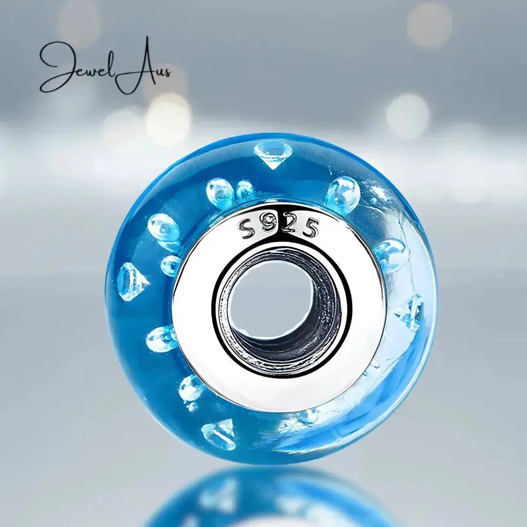 jewelaus CHARMS Light Blue Bubble Murano Charm