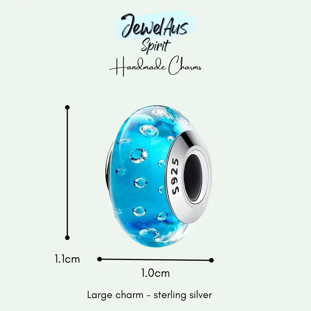 jewelaus CHARMS Light Blue Bubble Murano Charm