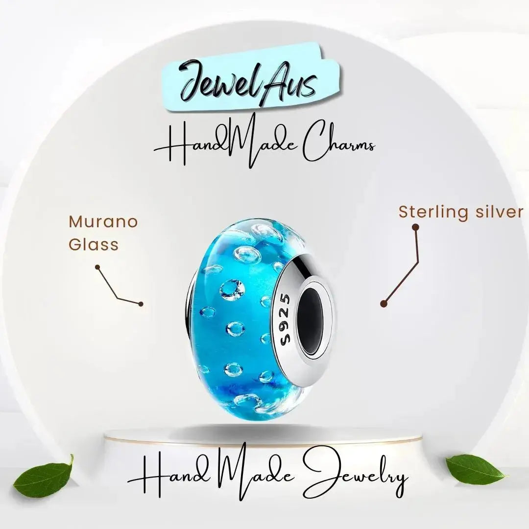 jewelaus CHARMS Light Blue Bubble Murano Charm