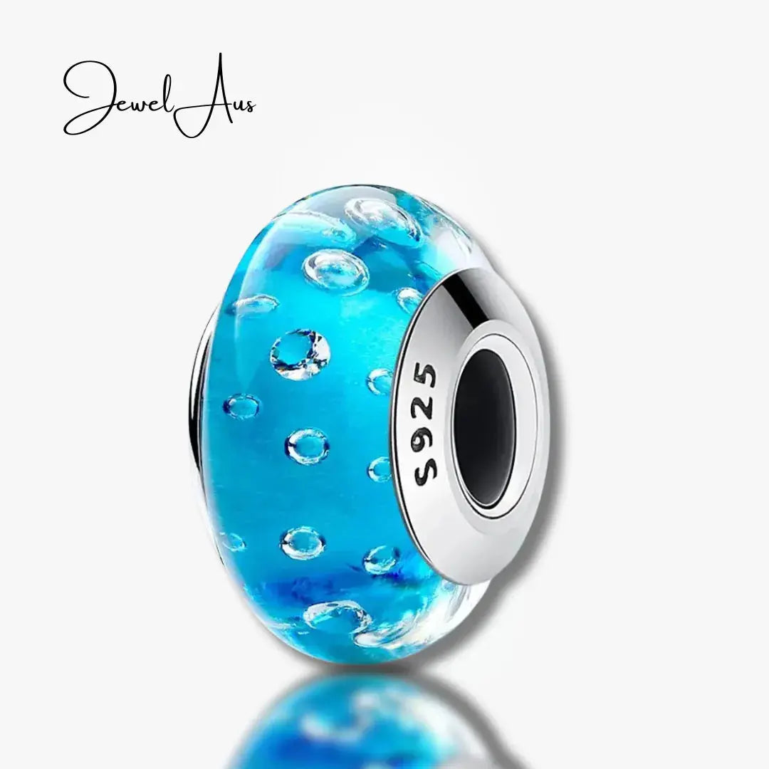 jewelaus CHARMS Light Blue Bubble Murano Charm