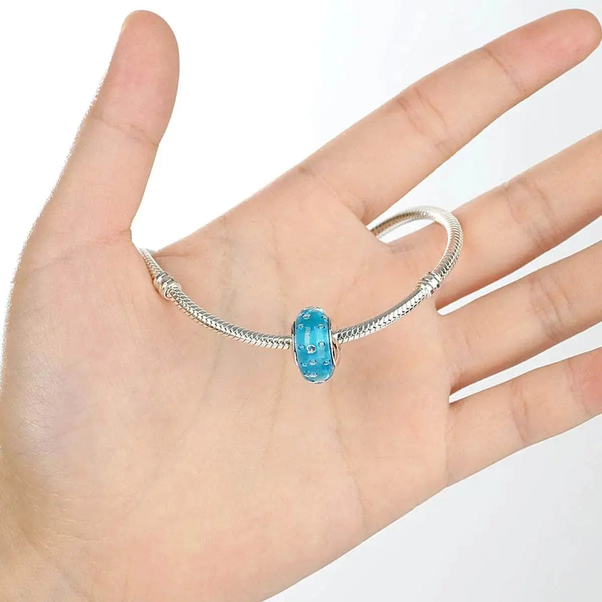 jewelaus CHARMS Light Blue Bubble Murano Charm