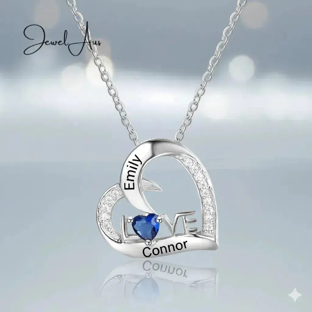 jewelaus Necklace Love Birthstone Heart Necklace