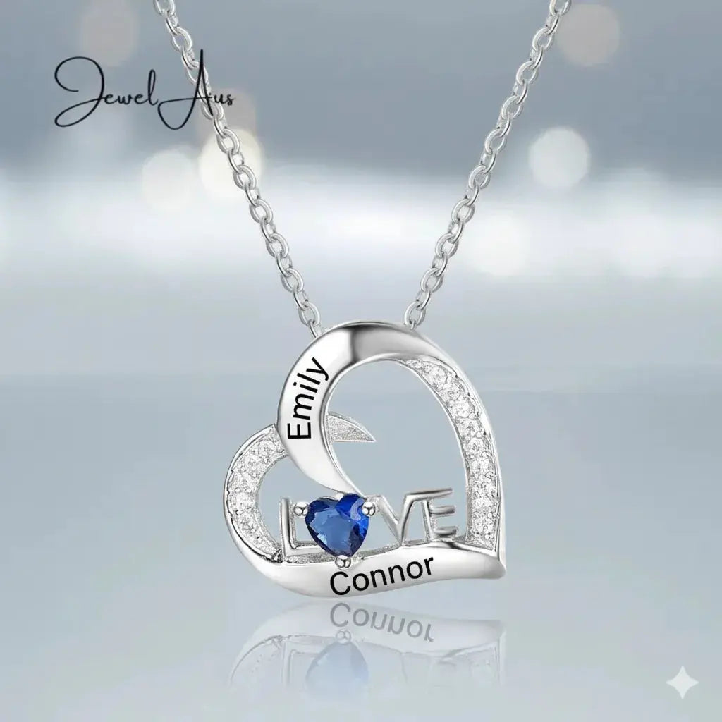 Love Birthstone Heart Necklace jewelaus