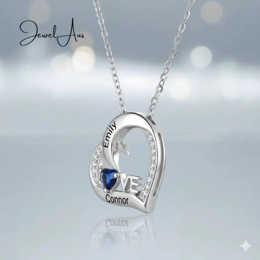 Love Birthstone Heart Necklace jewelaus