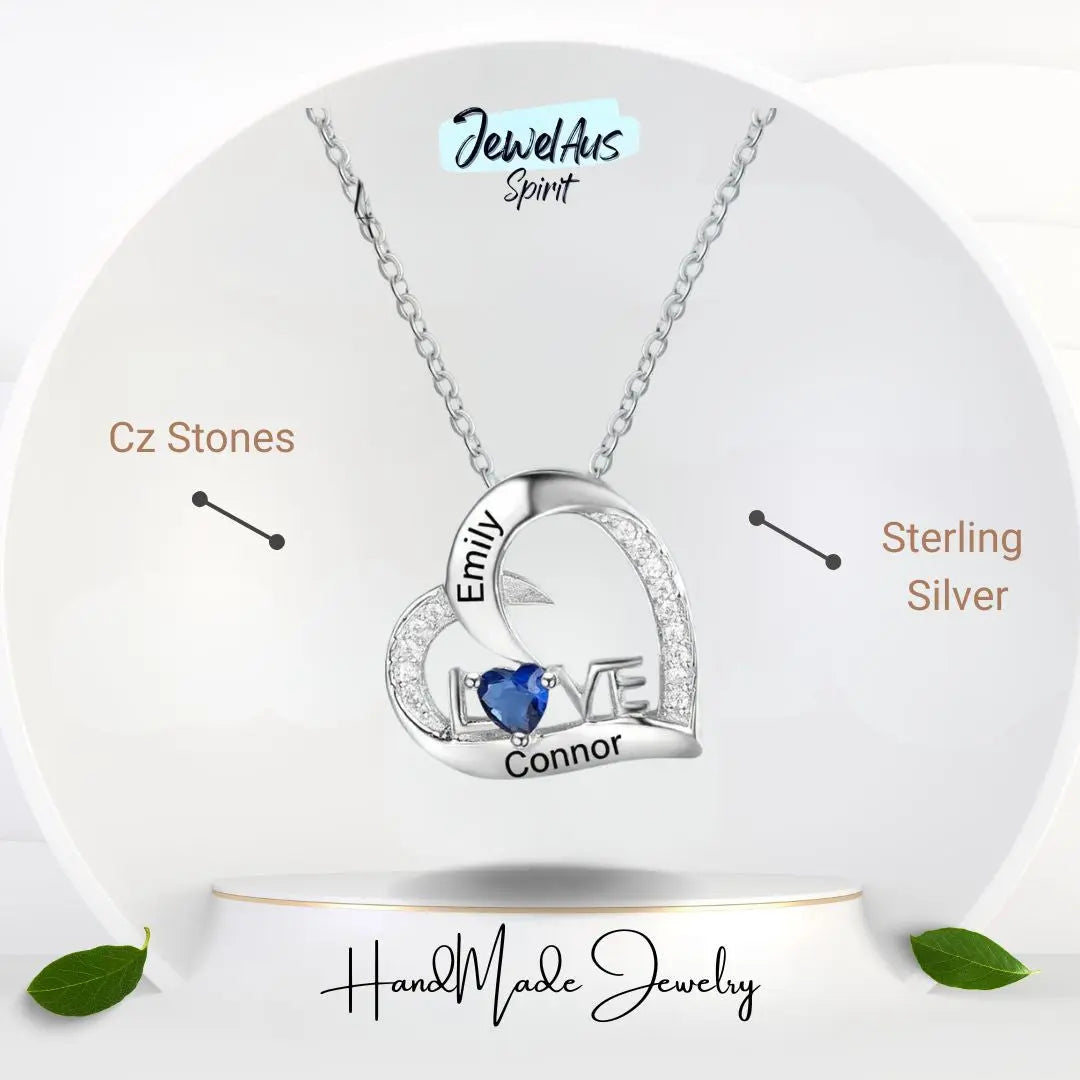 Love Birthstone Heart Necklace jewelaus