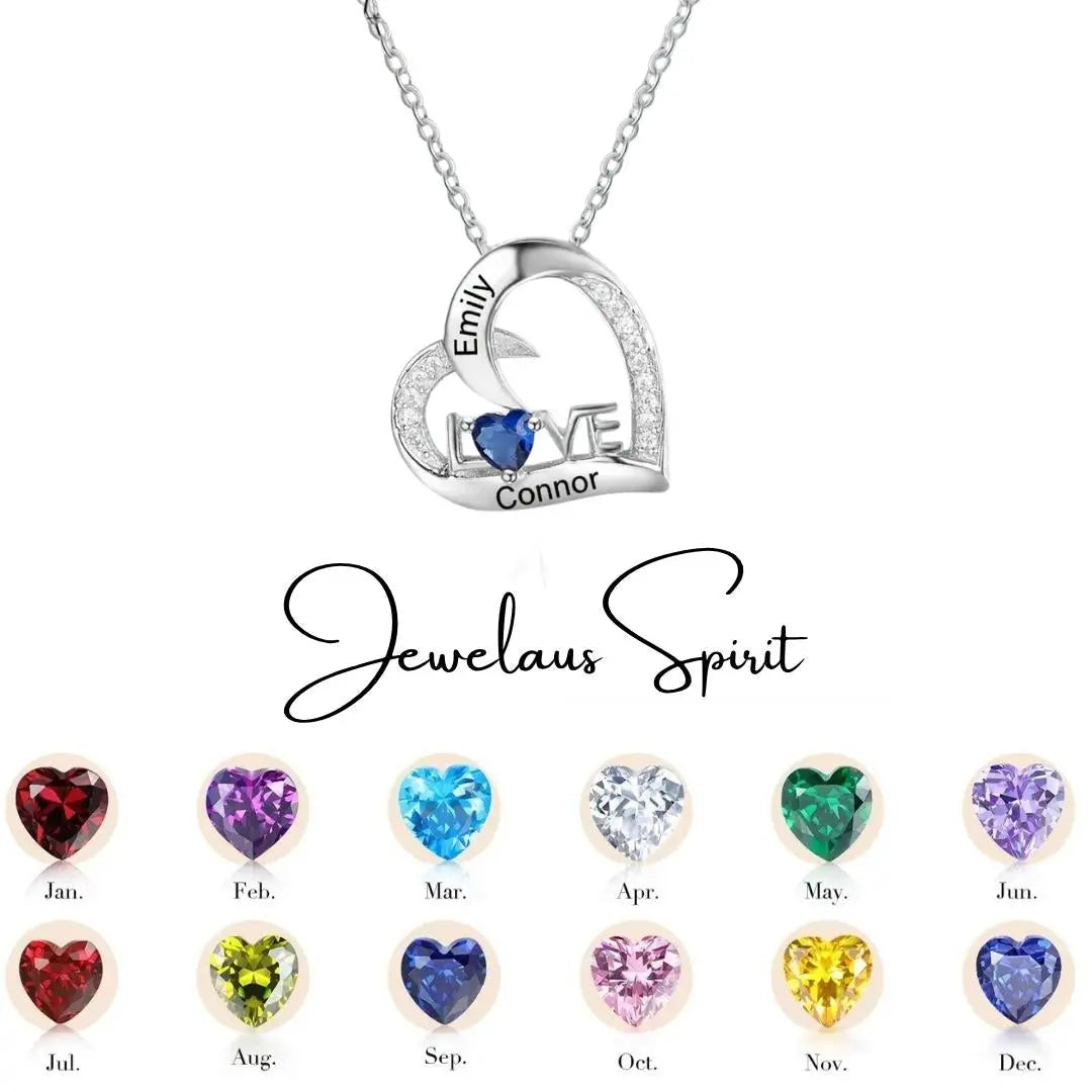 Love Birthstone Heart Necklace jewelaus