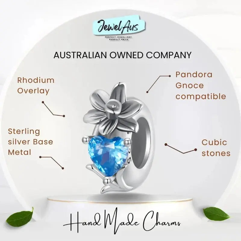 jewelaus CHARMS March Birthstone Flower Stopper Charm