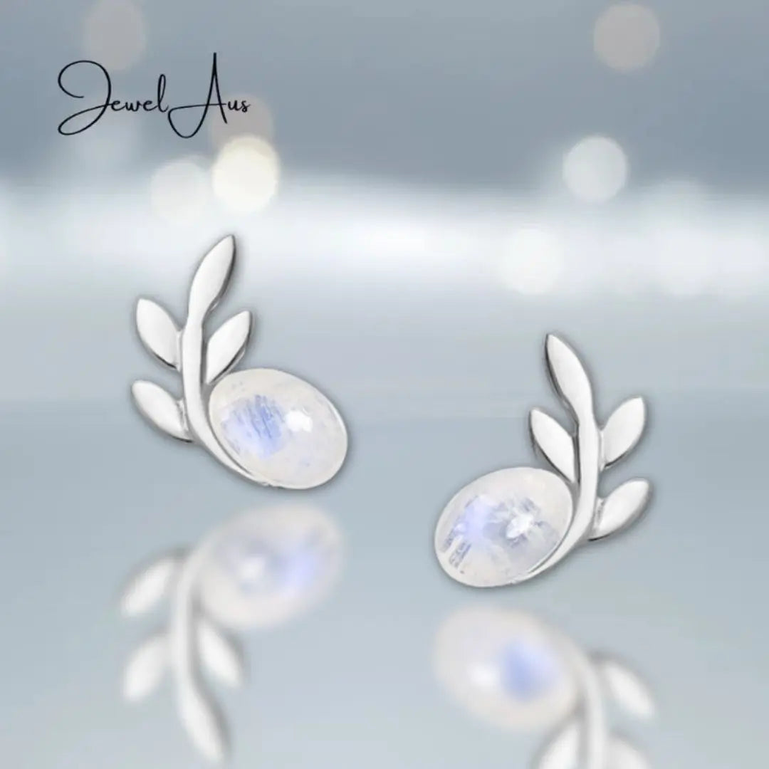 Moonstone Leaf Earrings jewelaus