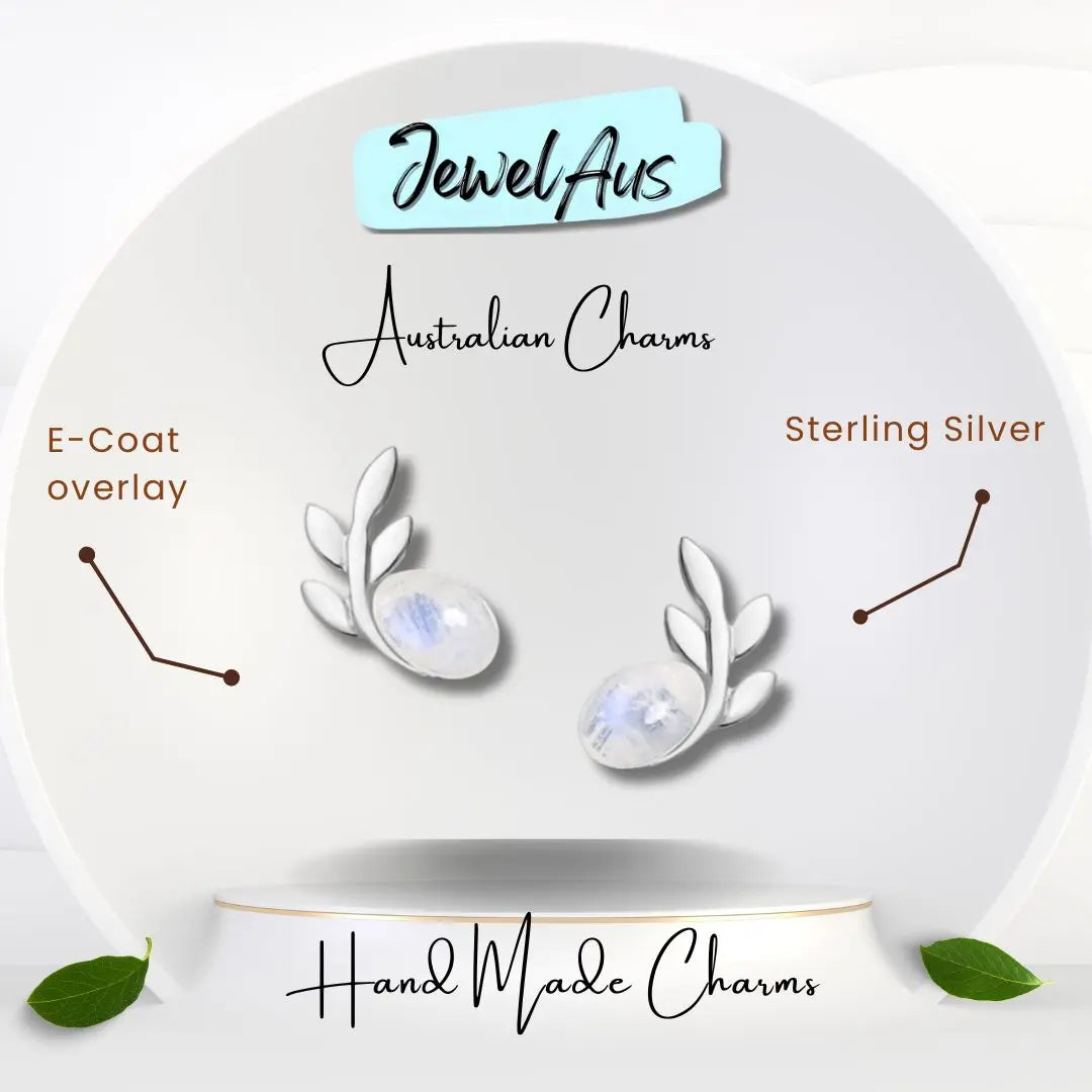 Moonstone Leaf Earrings jewelaus