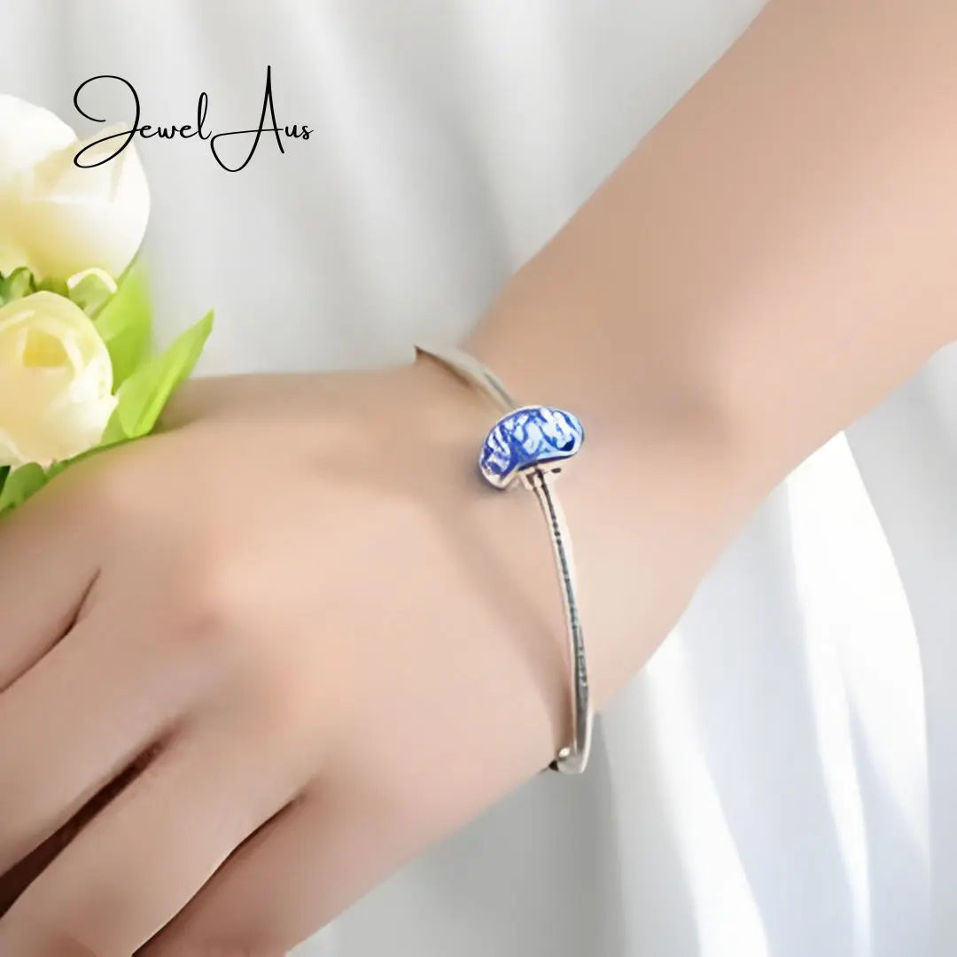 Murano Blue Flower Charm jewelaus