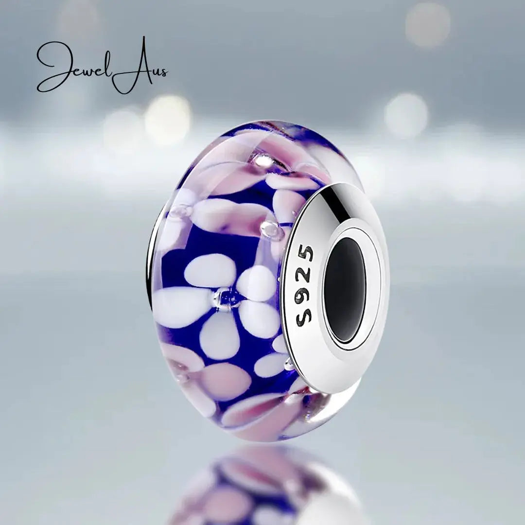 Murano Blue Flower charm jewelaus