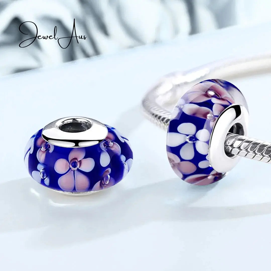Murano Blue Flower charm jewelaus