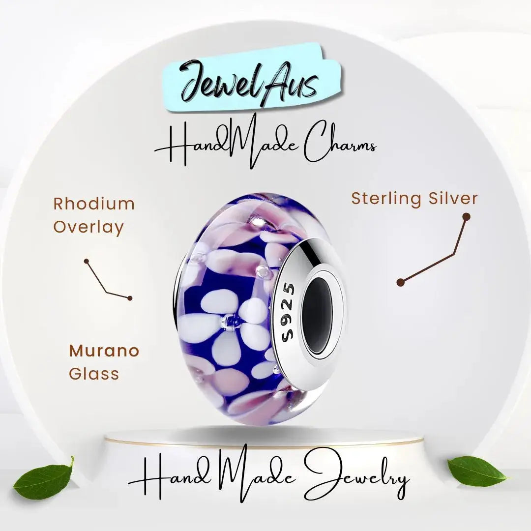 Murano Blue Flower charm jewelaus