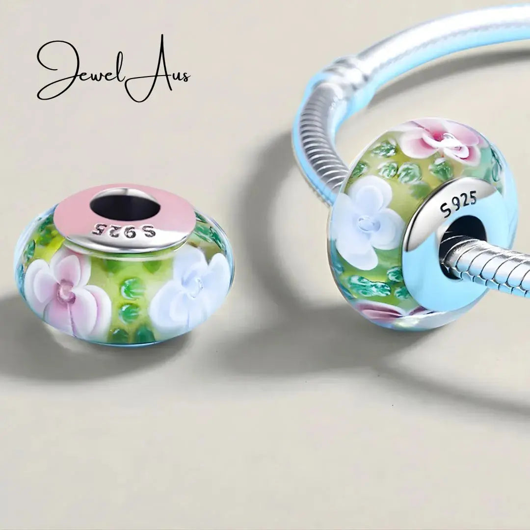 Murano Flower Glass Charm jewelaus