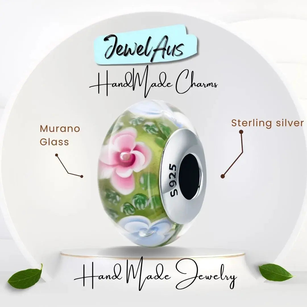 Murano Flower Glass Charm jewelaus