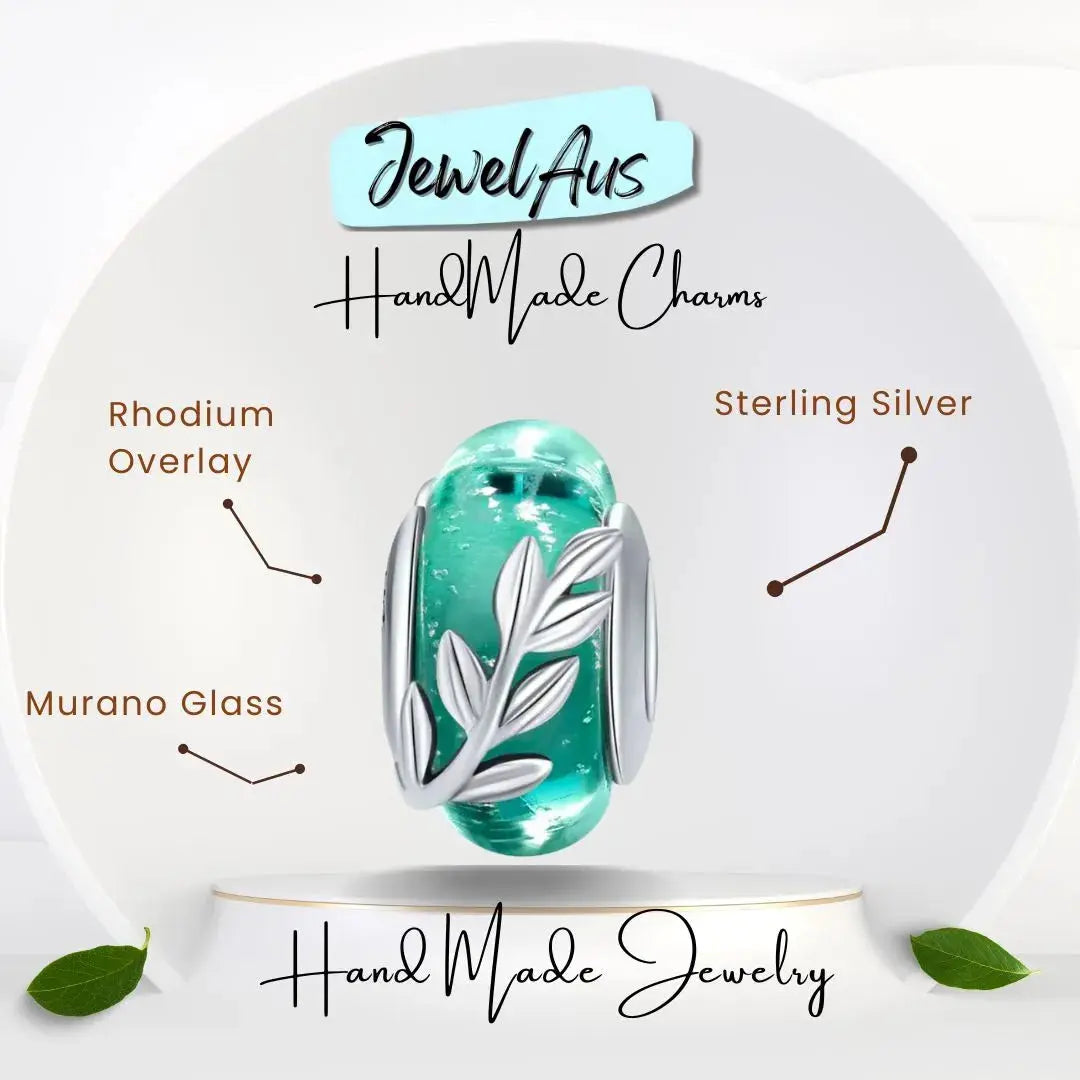 Murano Green Vine Charm jewelaus
