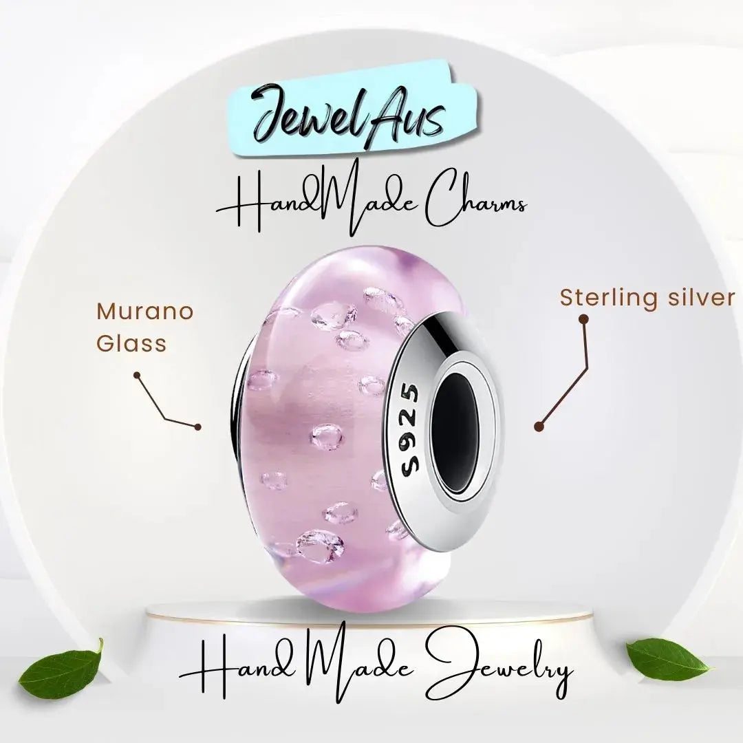 Murano Pink Bubble Charm jewelaus