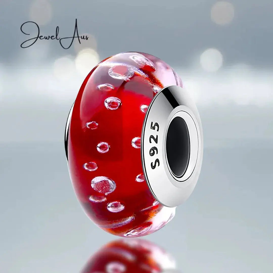 Murano Red Bubble Charm jewelaus