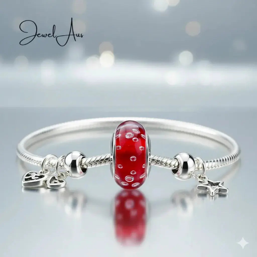 Murano Red Bubble Charm jewelaus