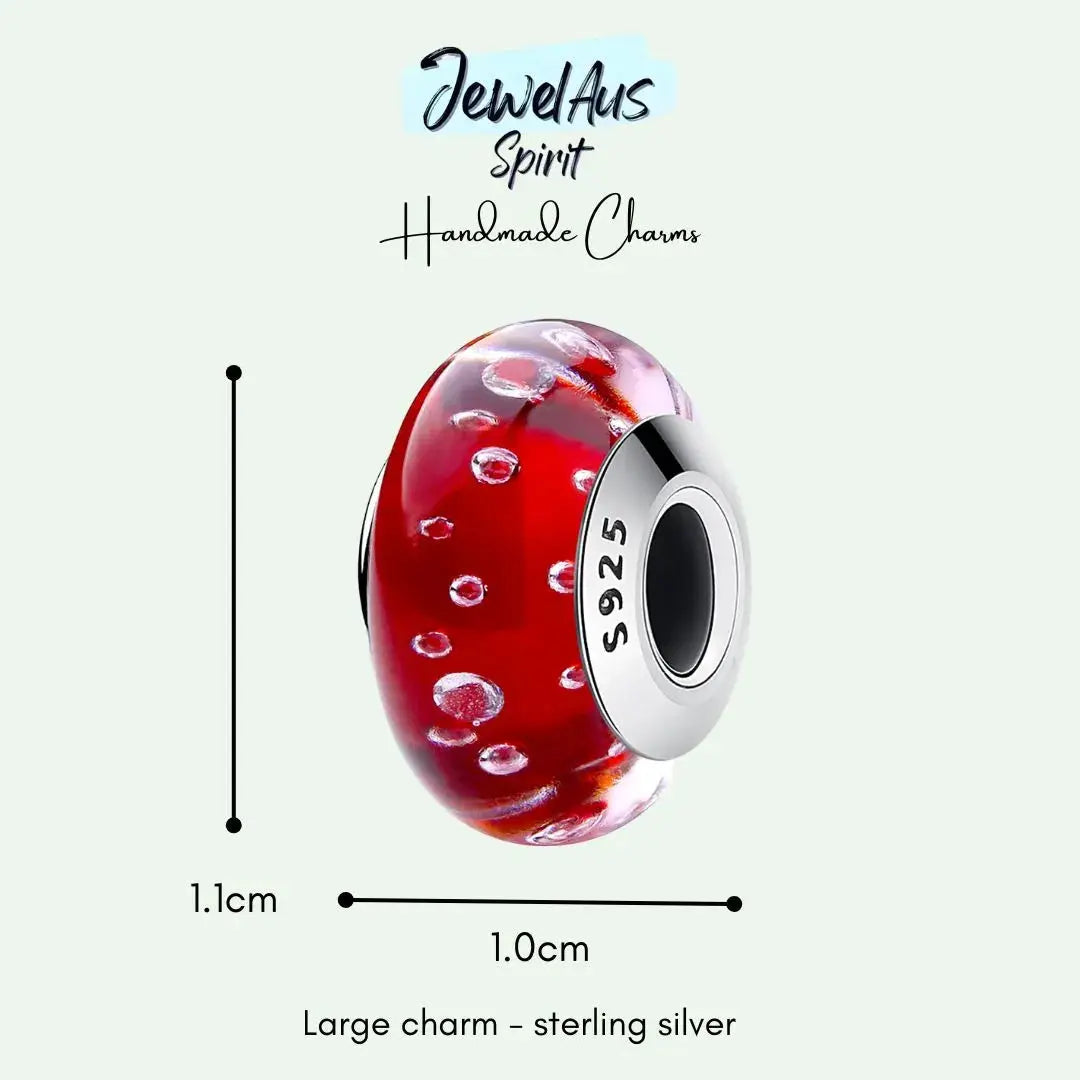 Murano Red Bubble Charm jewelaus