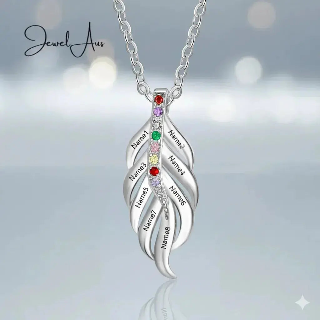 jewelaus Necklace Name Leaf Birthstones Necklace