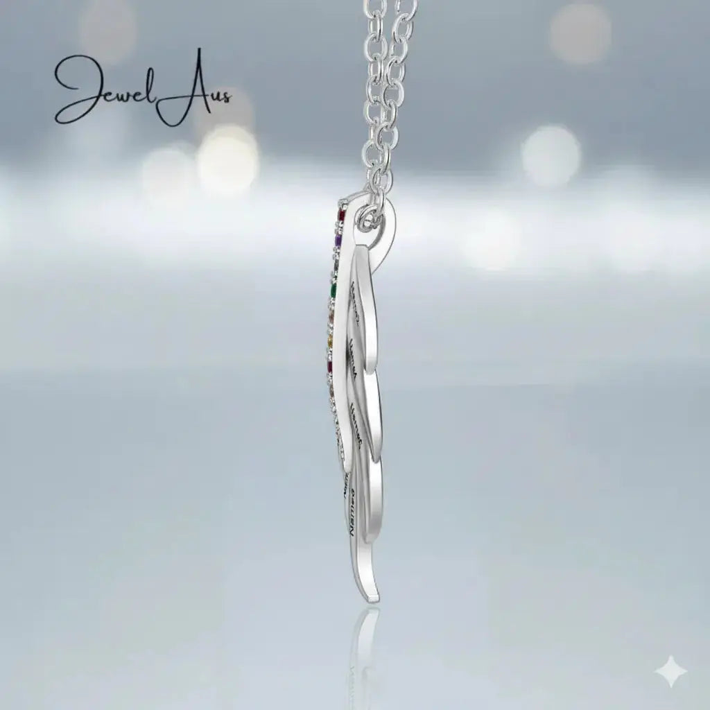 Name Leaf Birthstones Necklace jewelaus