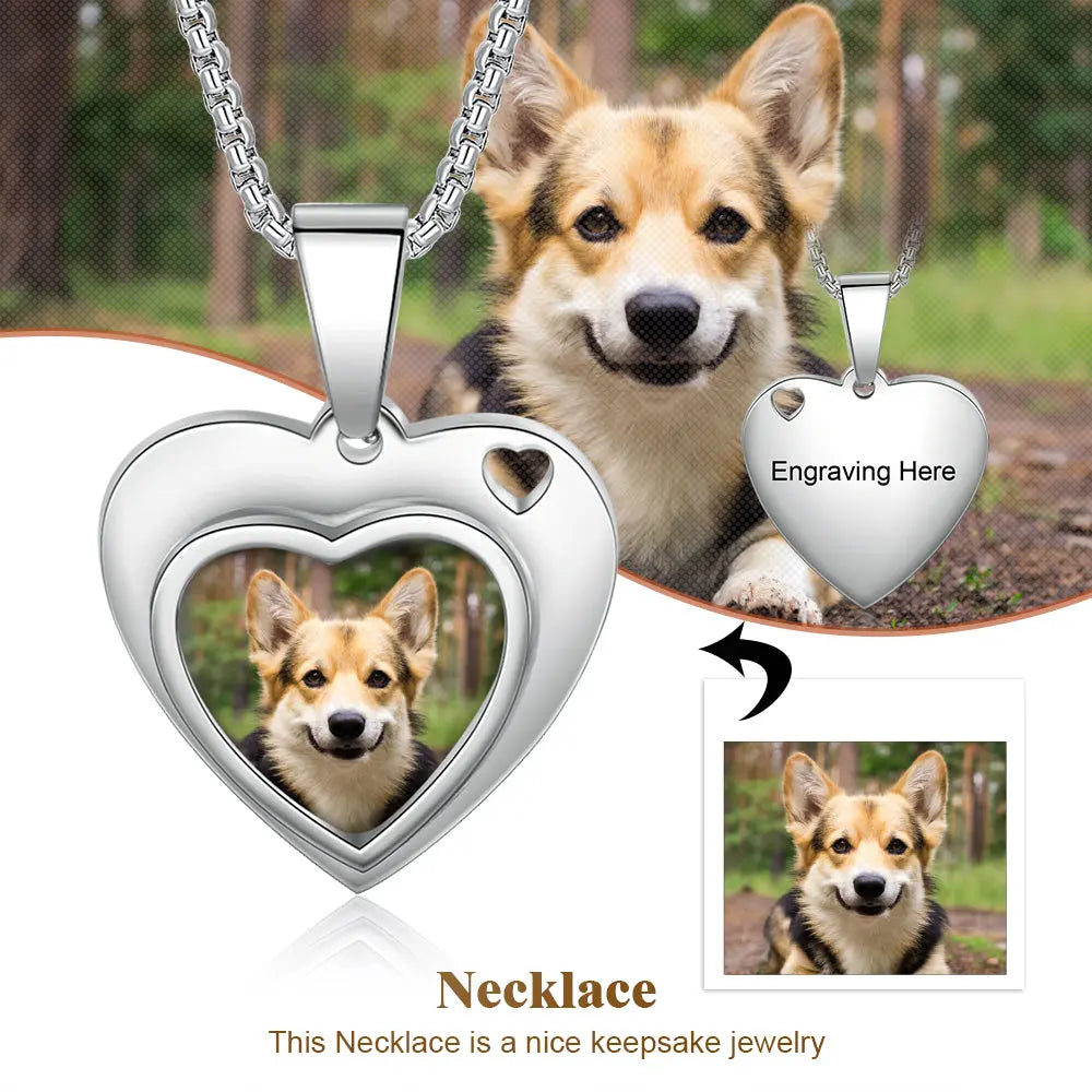 Personalized Stainless Steel Photo Necklace cmoffer