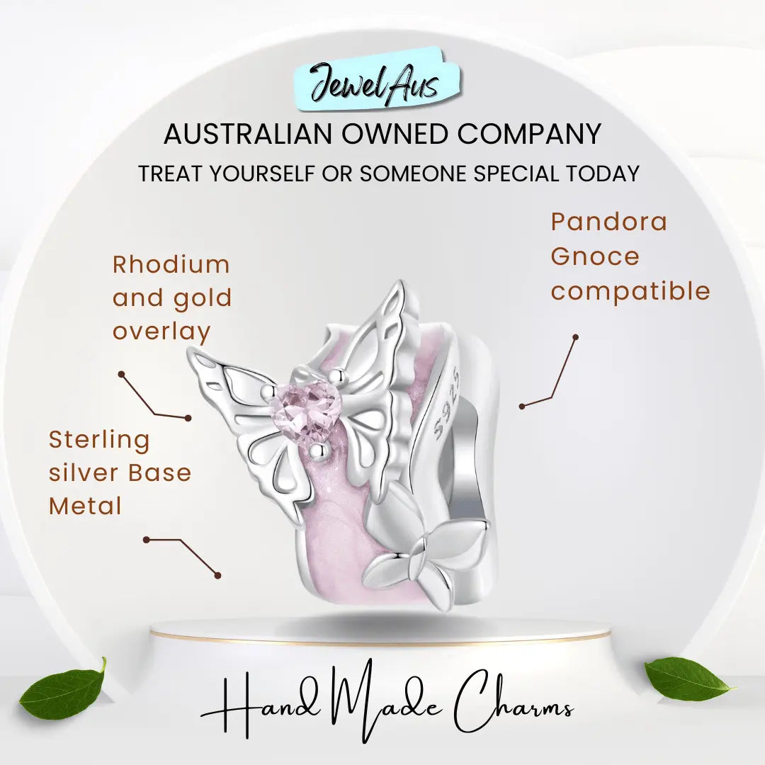 jewelaus CHARMS Pink Butterfly Stopped charm