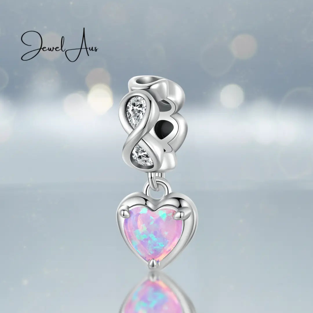 Pink Drop Heart Charm jewelaus