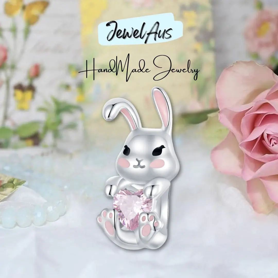 Pink Gem Bunny Charm jewelaus