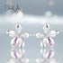 jewelaus Earrings Pink Gem Flower Earrings