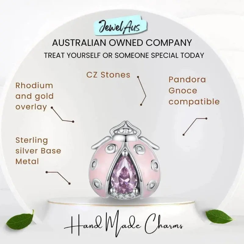 shipped in AUS CHARMS Pink Ladybug charm