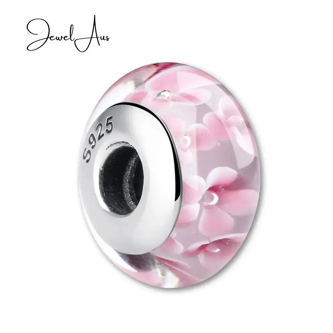 jewelaus CHARMS Pink Murano Flower Glass Charm