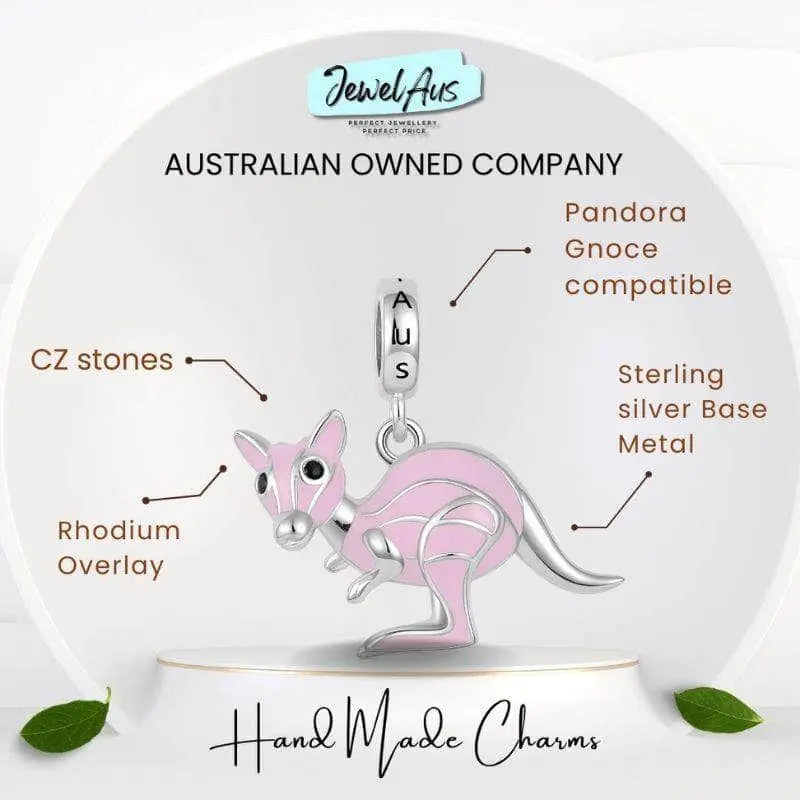 jewelaus CHARMS Pink Aussie Kangaroo Charm