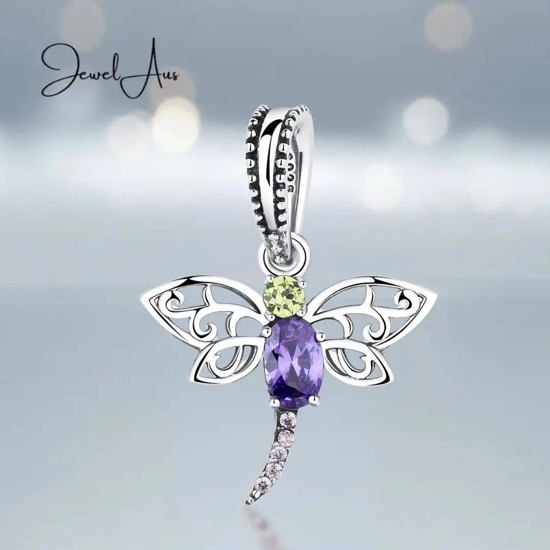 Purple Dragonfly Charm jewelaus