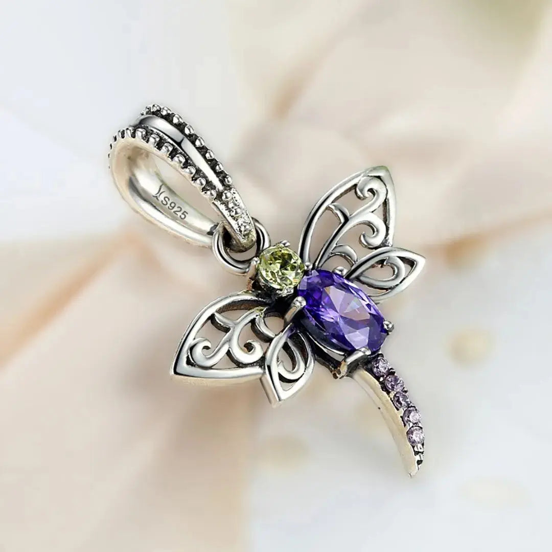 Purple Dragonfly Charm jewelaus
