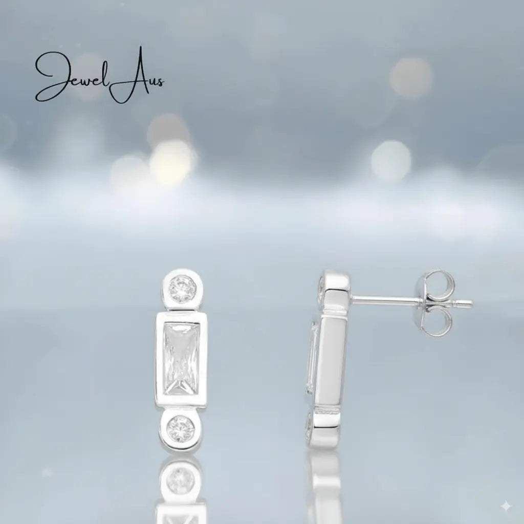 jewelaus Earrings Rectangle & 2 Circle Earrings